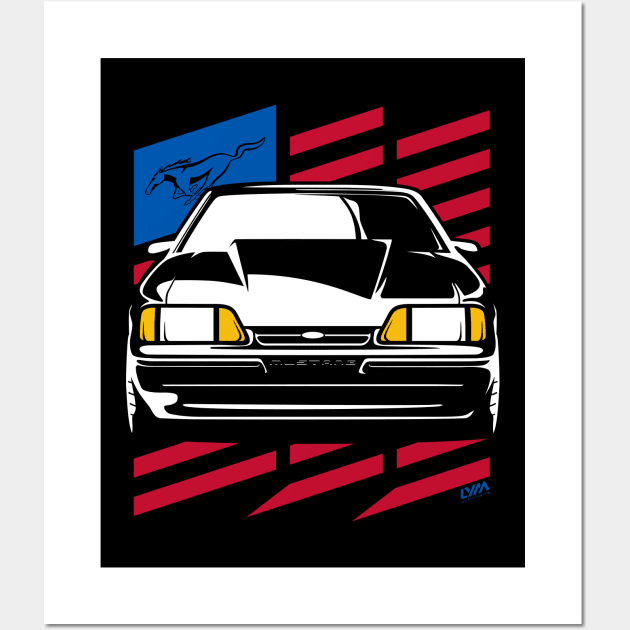 Foxbody Ford Mustang Notch US Flag Wall Art by LYM Clothing